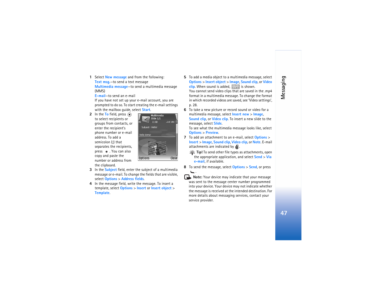 Messaging | Nokia N80 User Manual | Page 48 / 131