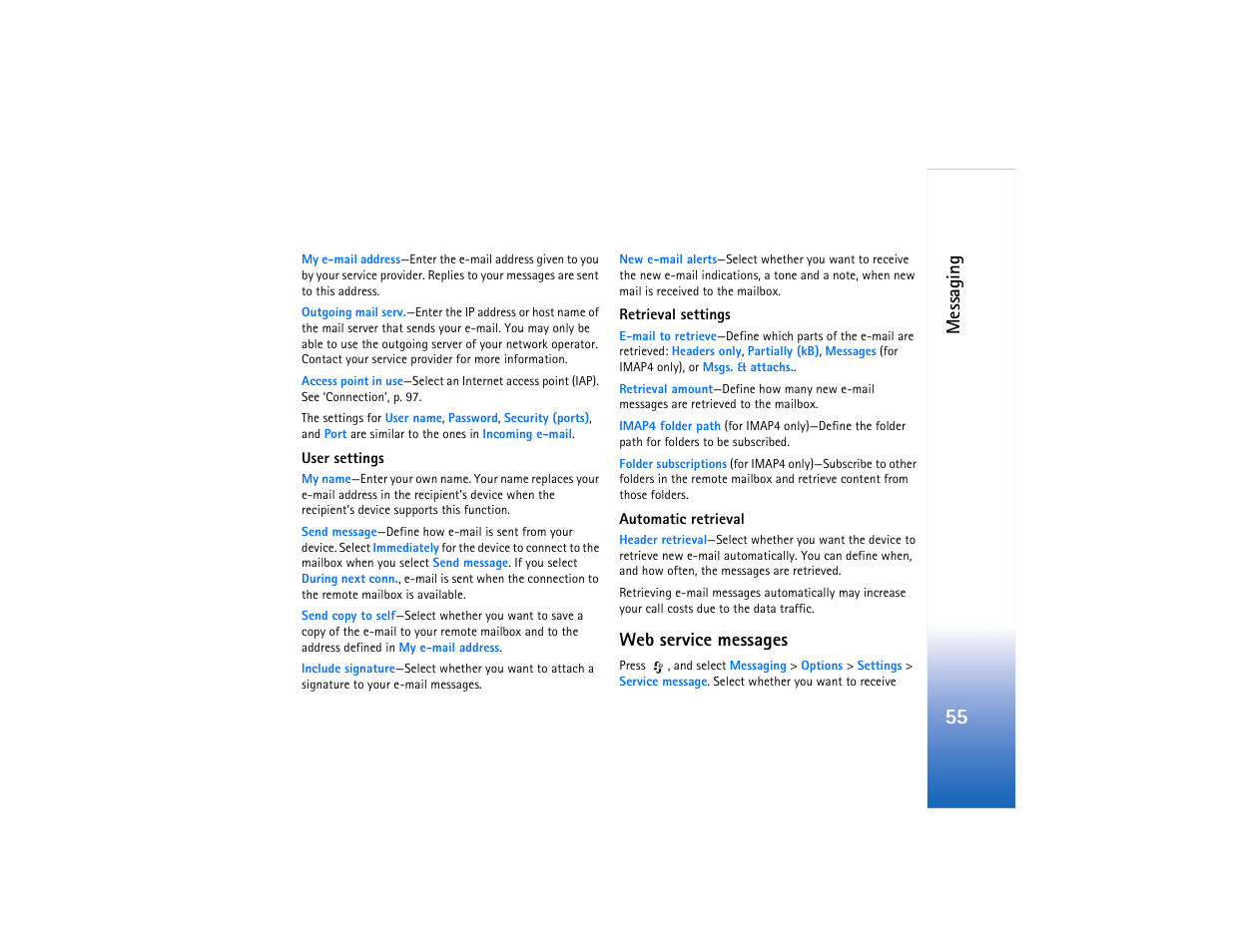 Messaging, Web service messages | Nokia N80 User Manual | Page 56 / 131