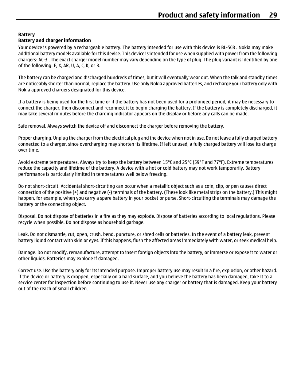Battery, Battery and charger information, Nokia battery authentication guidelines | Product and safety information 29 | Nokia C1-01 User Manual | Page 29 / 36