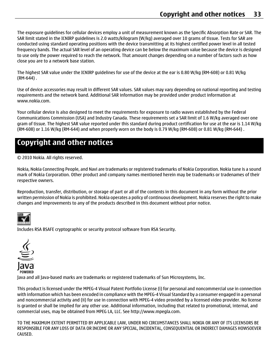 Copyright and other notices, Copyright and other notices 33 | Nokia C1-01 User Manual | Page 33 / 36