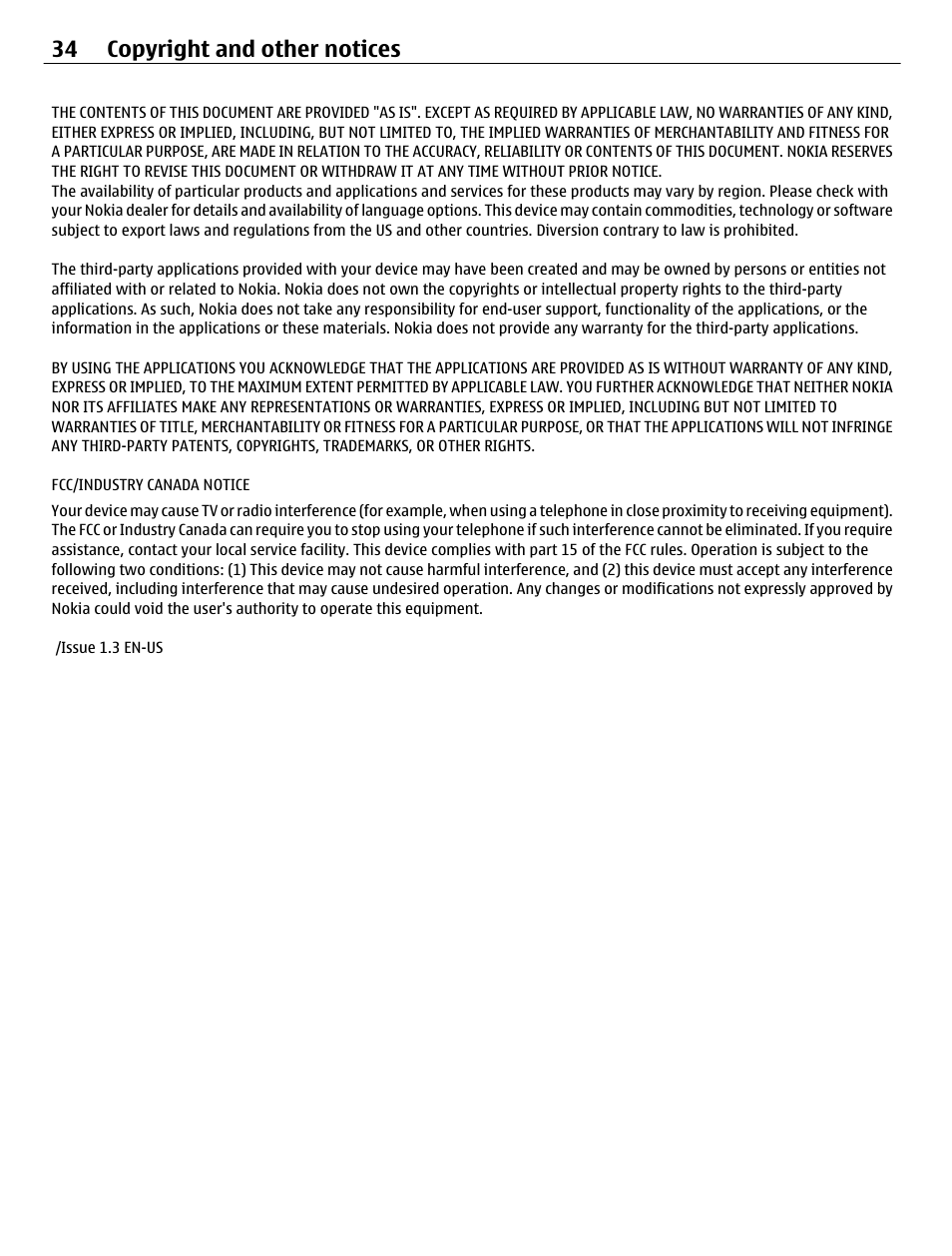 34 copyright and other notices | Nokia C1-01 User Manual | Page 34 / 36