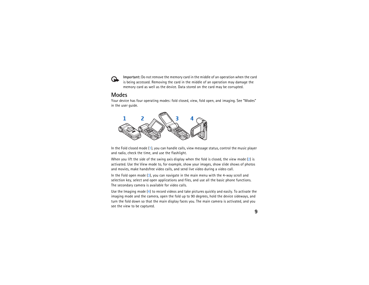 Modes | Nokia N93 User Manual | Page 10 / 17