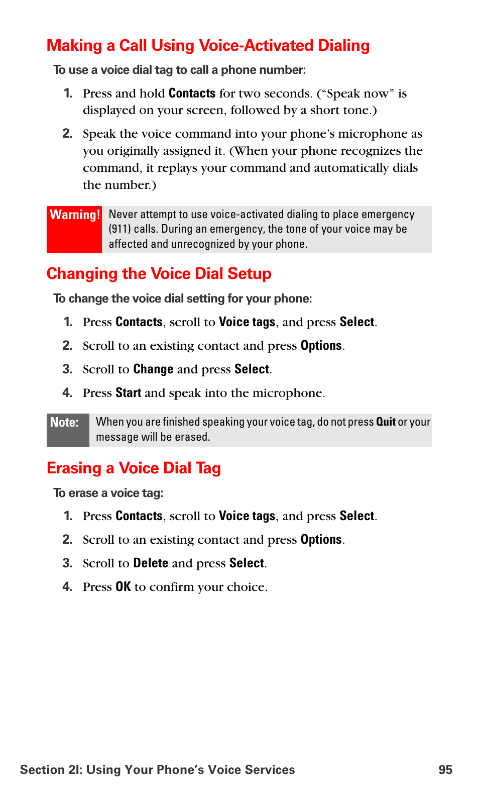 Making a call using voice-activated dialing, Changing the voice dial setup, Erasing a voice dial tag | Nokia 6016i User Manual | Page 103 / 169