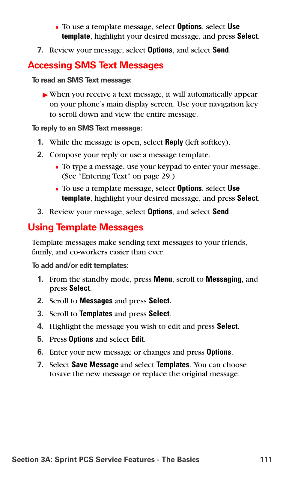 Accessing sms text messages, Using template messages | Nokia 6016i User Manual | Page 119 / 169