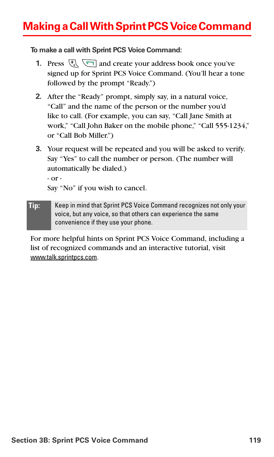 Making a call with sprint pcs voice command | Nokia 6016i User Manual | Page 127 / 169