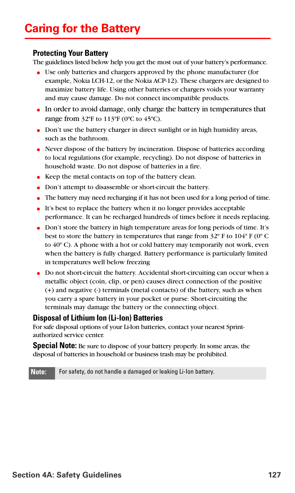 Caring for the battery, Protecting your battery, Disposal of lithium ion (li-ion) batteries | Nokia 6016i User Manual | Page 135 / 169