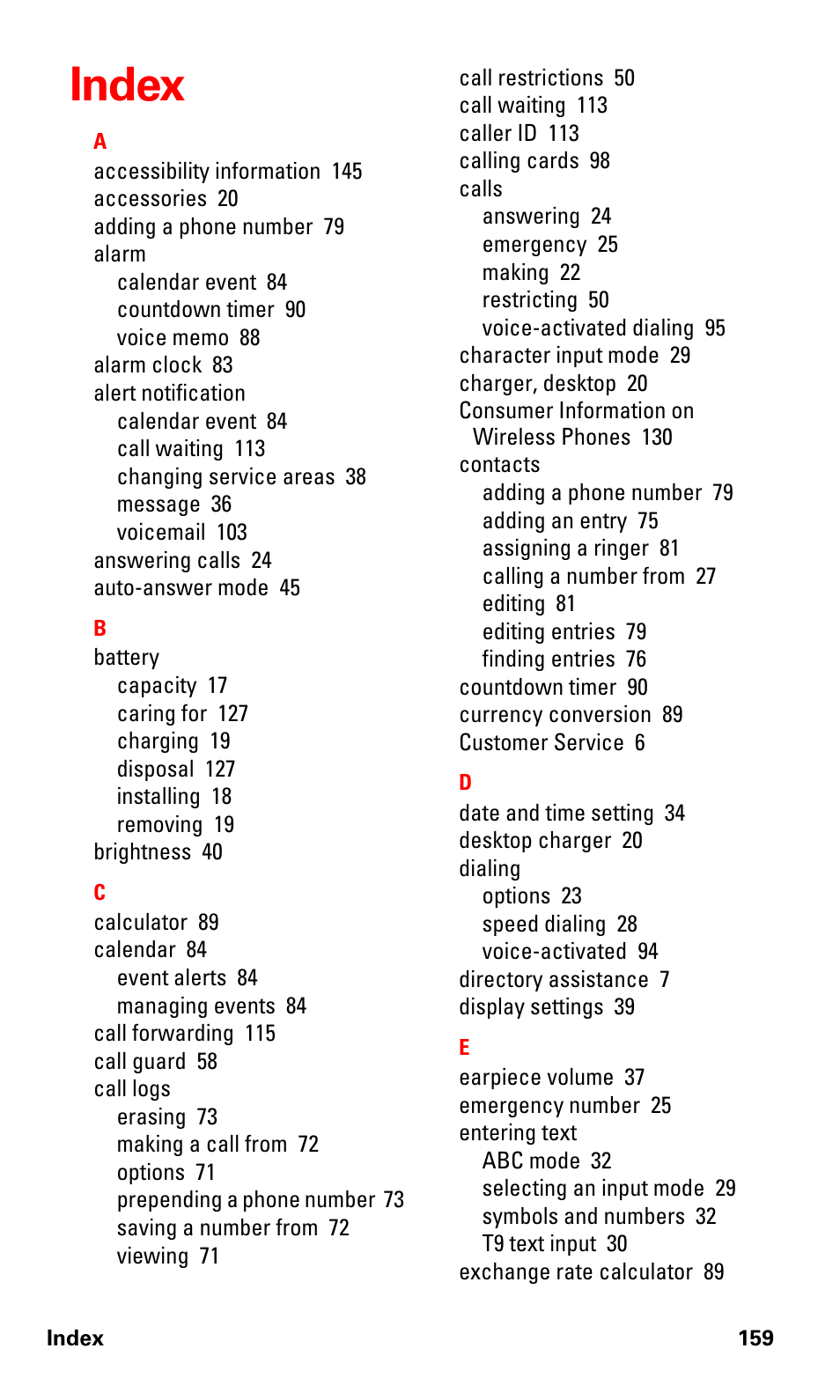Index | Nokia 6016i User Manual | Page 167 / 169