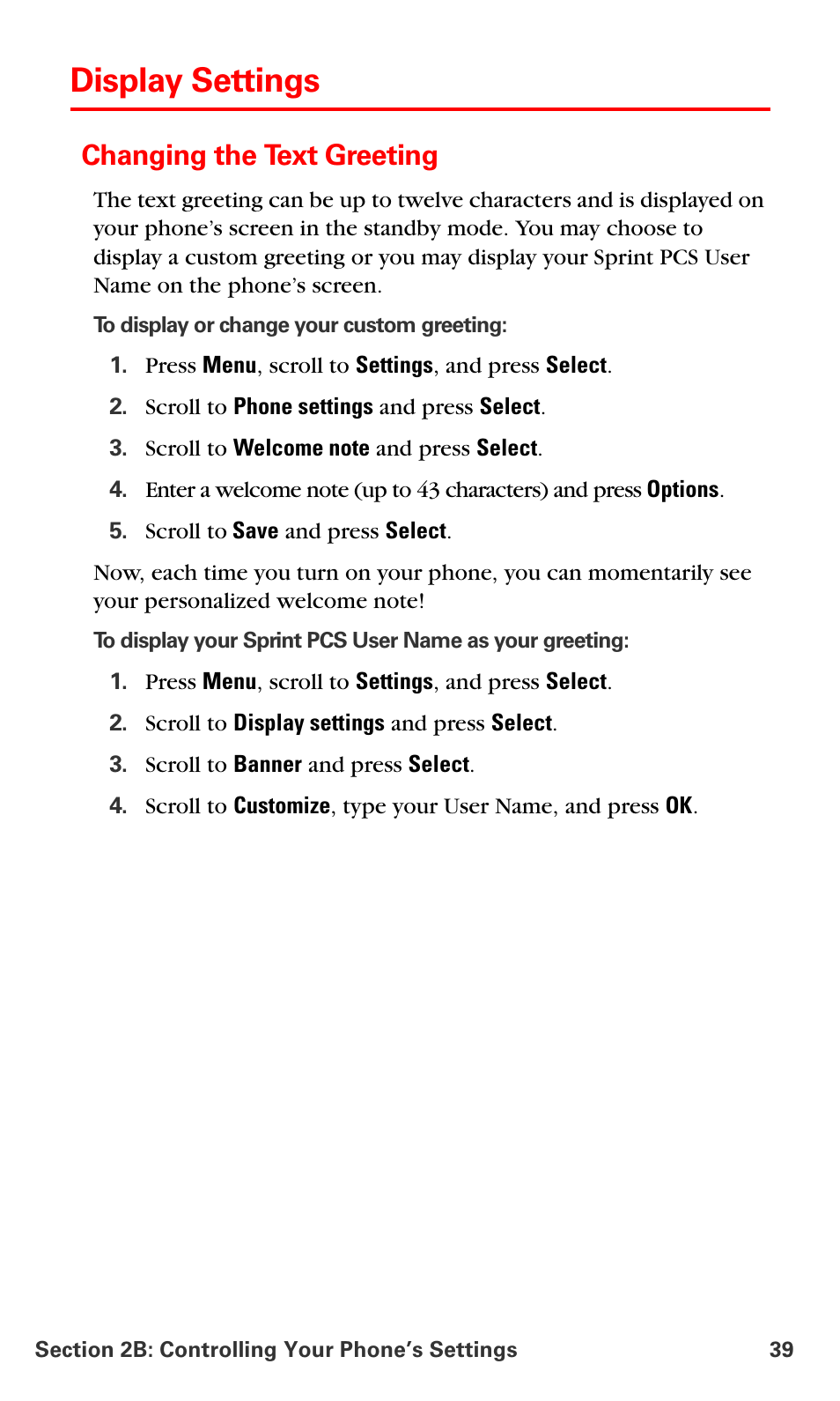 Display settings, Changing the text greeting | Nokia 6016i User Manual | Page 47 / 169