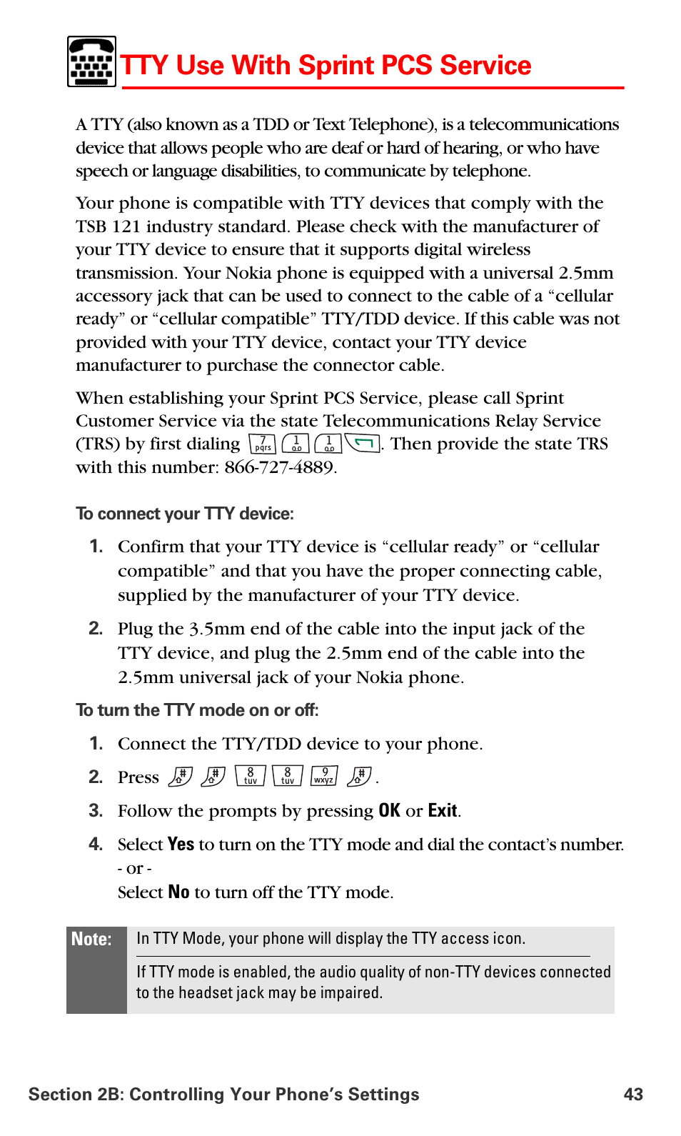 Tty use with sprint pcs service | Nokia 6016i User Manual | Page 51 / 169