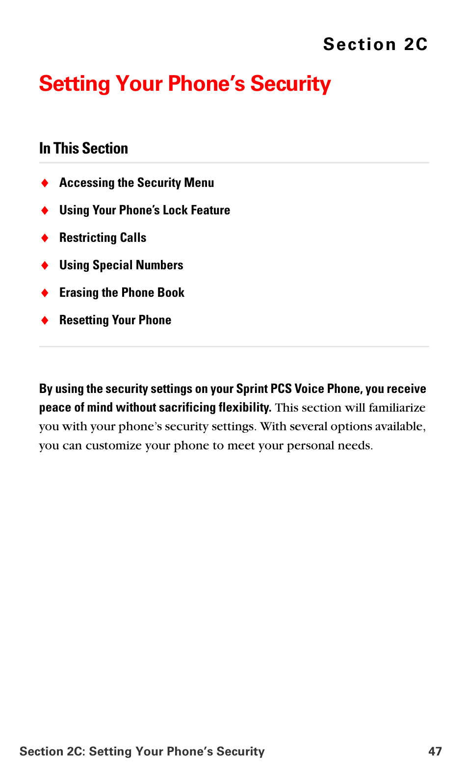 Setting your phone’s security, 2c.setting your phone’s security | Nokia 6016i User Manual | Page 55 / 169