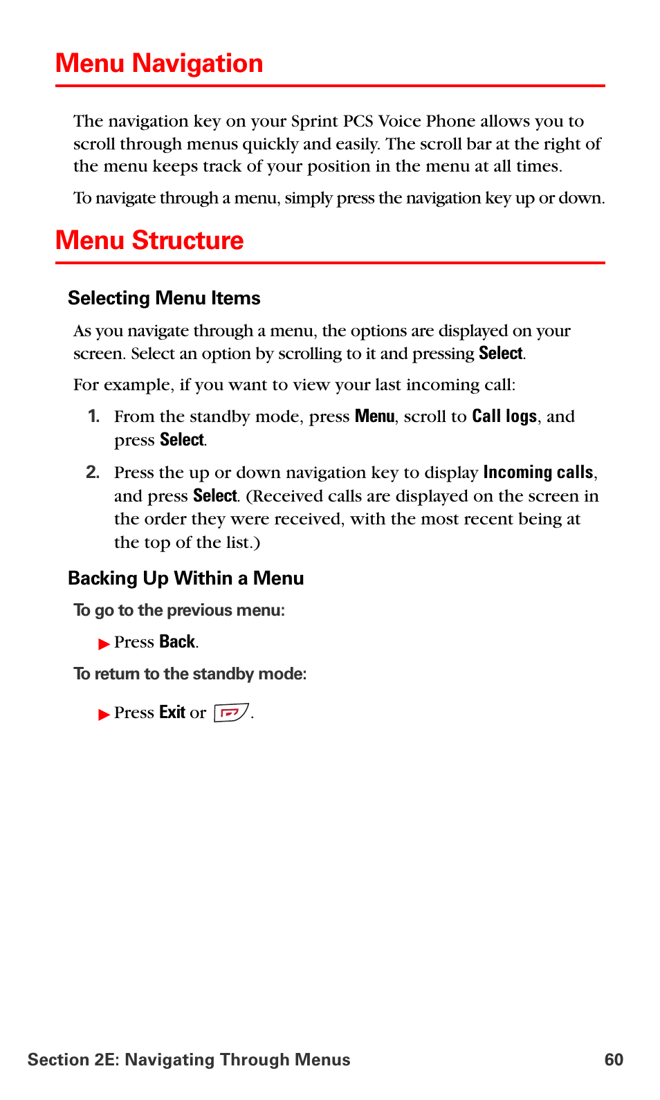 Menu navigation, Menu structure | Nokia 6016i User Manual | Page 68 / 169