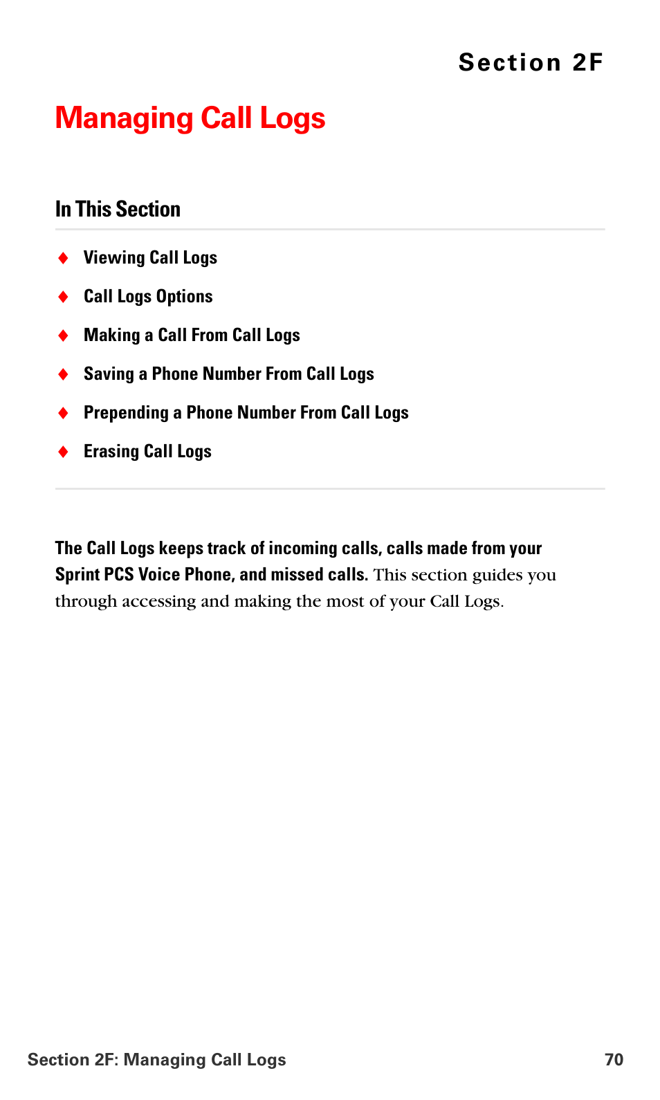 Managing call logs, 2f.managing call logs | Nokia 6016i User Manual | Page 78 / 169