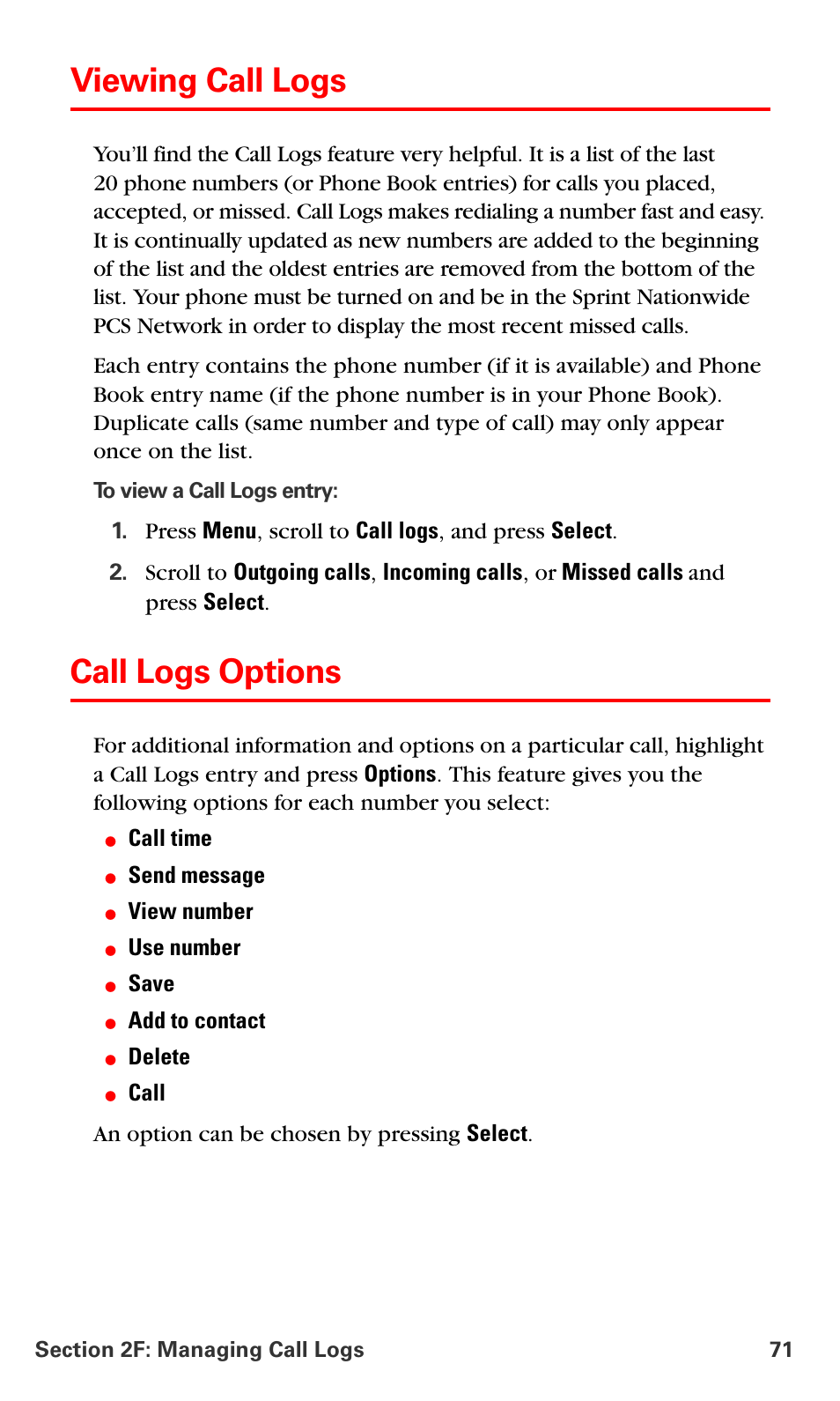Viewing call logs, Call logs options | Nokia 6016i User Manual | Page 79 / 169