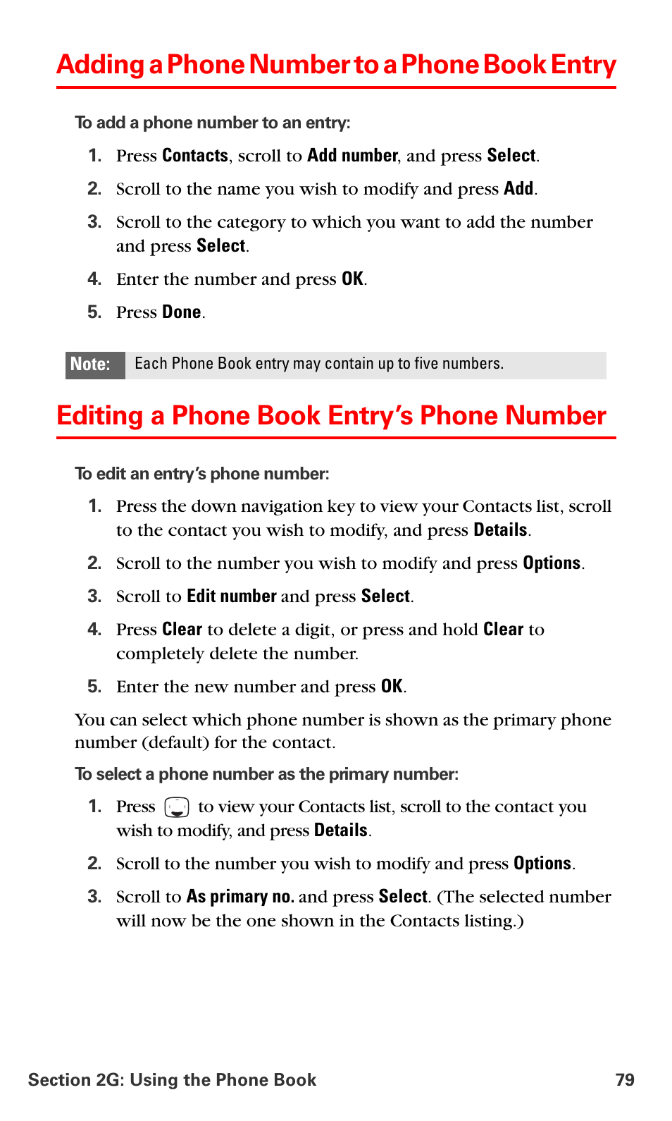 Adding a phone number to a phone book entry, Editing a phone book entry’s phone number | Nokia 6016i User Manual | Page 87 / 169