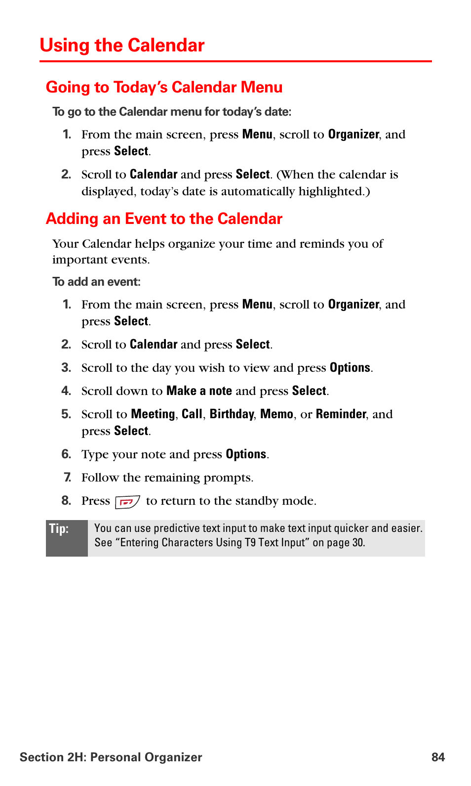Using the calendar, Going to today’s calendar menu, Adding an event to the calendar | Nokia 6016i User Manual | Page 92 / 169