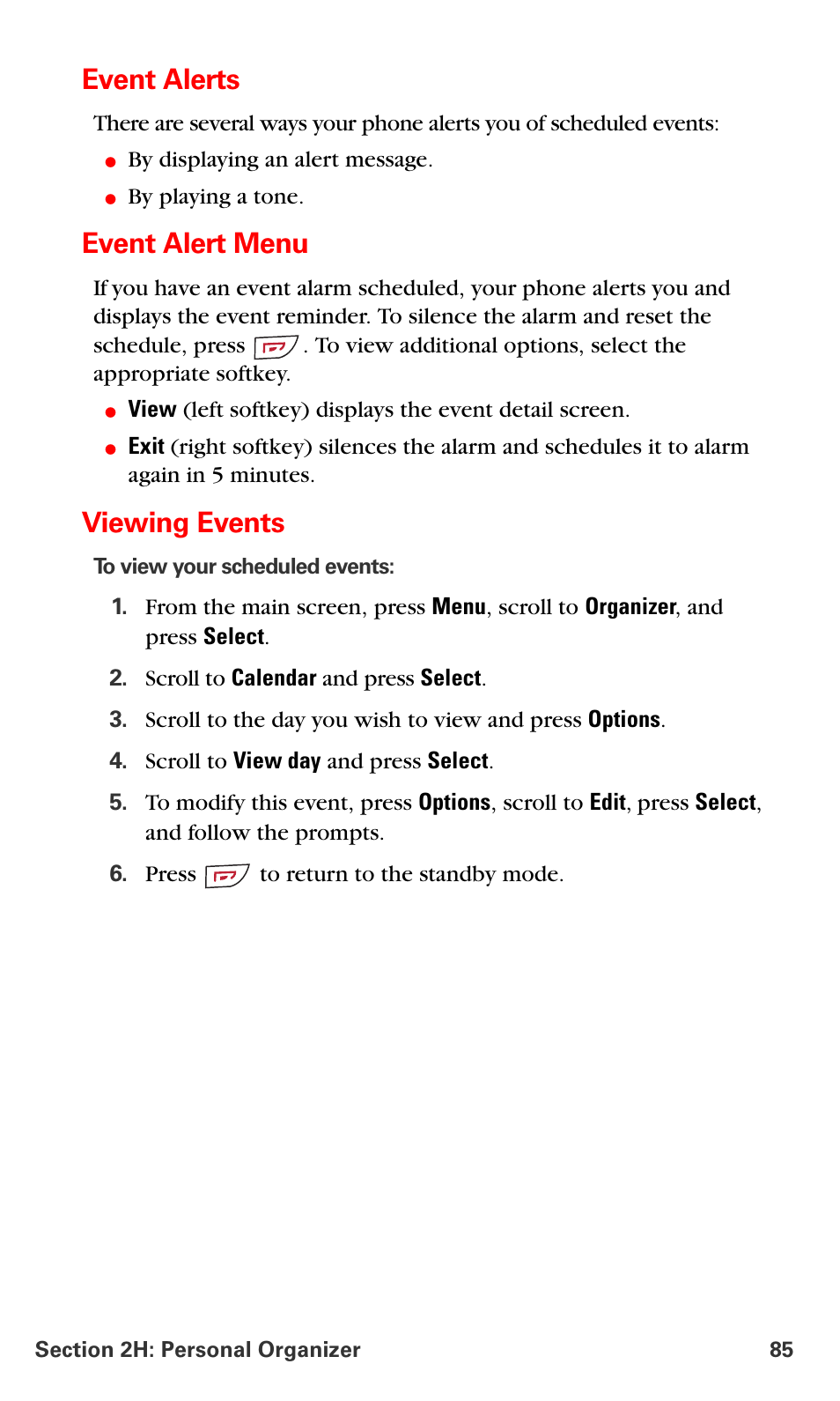 Event alerts, Event alert menu, Viewing events | Nokia 6016i User Manual | Page 93 / 169