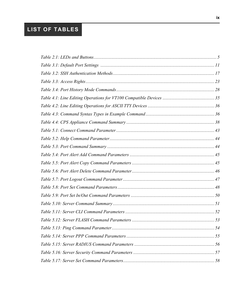 List of tables | Avocent CPS810 User Manual | Page 11 / 108