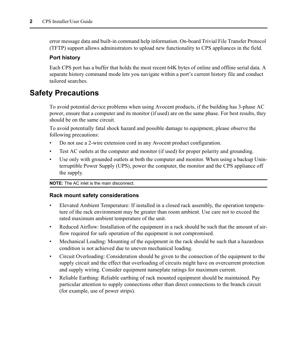 Safety precautions | Avocent CPS810 User Manual | Page 16 / 108