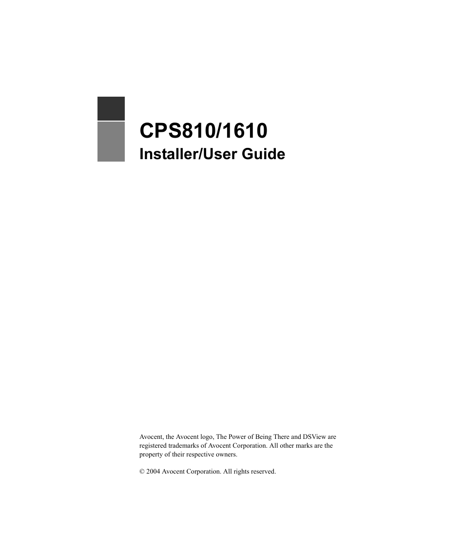 Installer/user guide | Avocent CPS810 User Manual | Page 3 / 108
