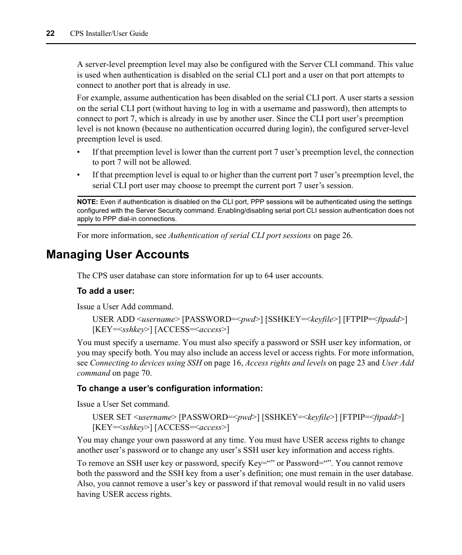 Managing user accounts | Avocent CPS810 User Manual | Page 36 / 108