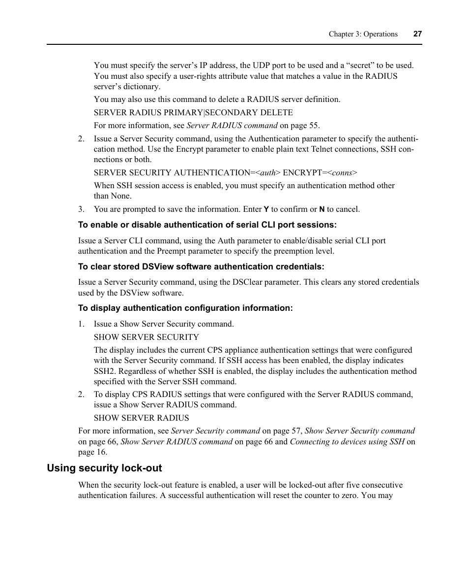 Using security lock-out | Avocent CPS810 User Manual | Page 41 / 108