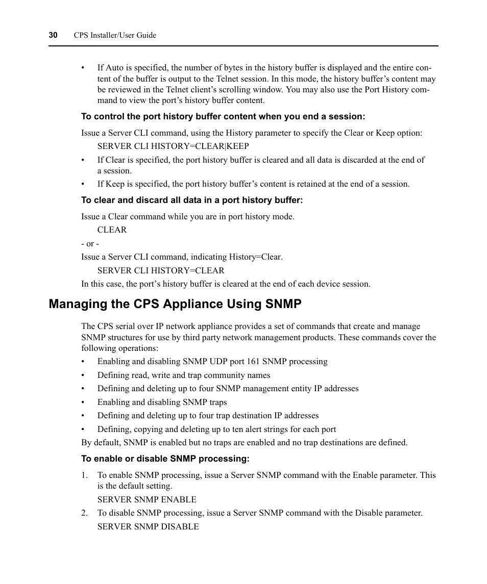 Managing the cps appliance using snmp | Avocent CPS810 User Manual | Page 44 / 108