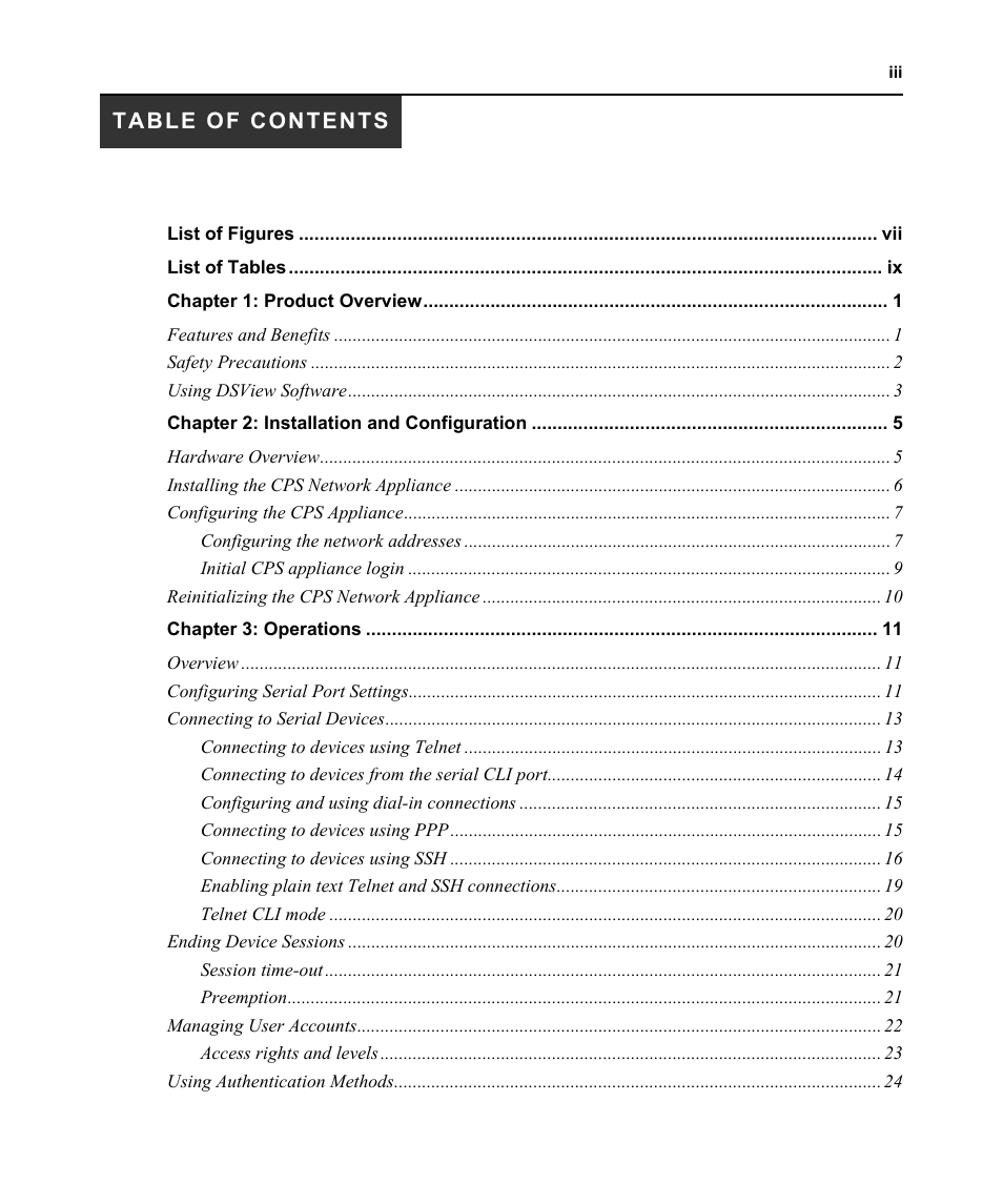 Avocent CPS810 User Manual | Page 5 / 108
