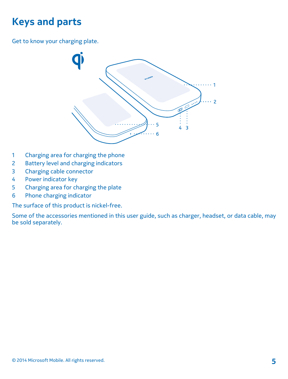 Keys and parts | Nokia DC-50 User Manual | Page 5 / 12