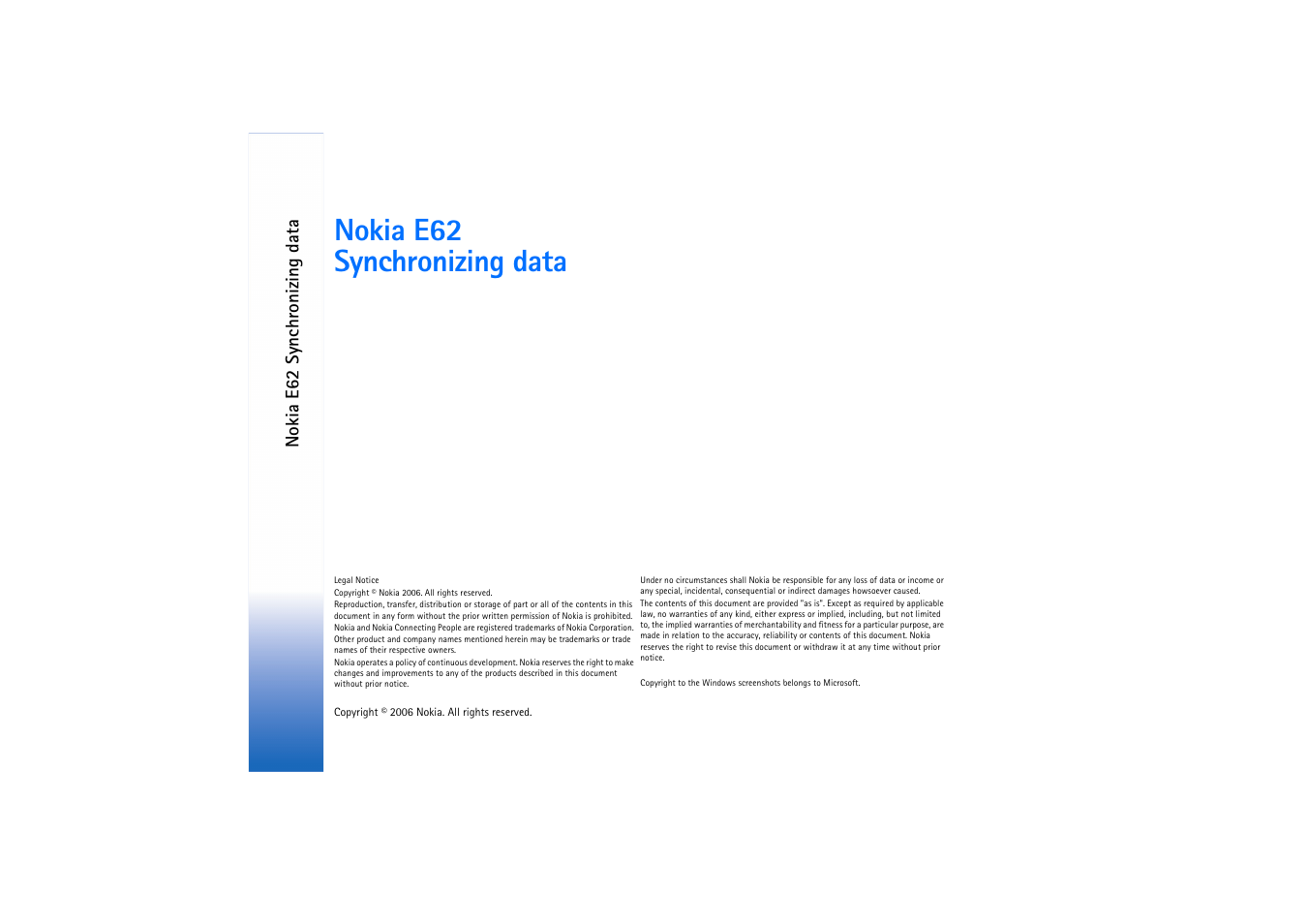 Nokia e62 synchronizing data | Nokia E62 User Manual | Page 2 / 10