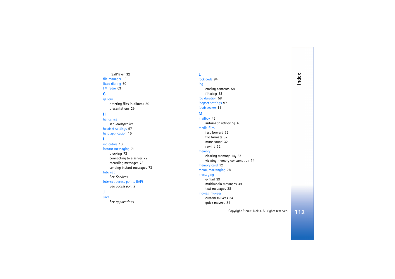 Nokia N71 User Manual | Page 113 / 115