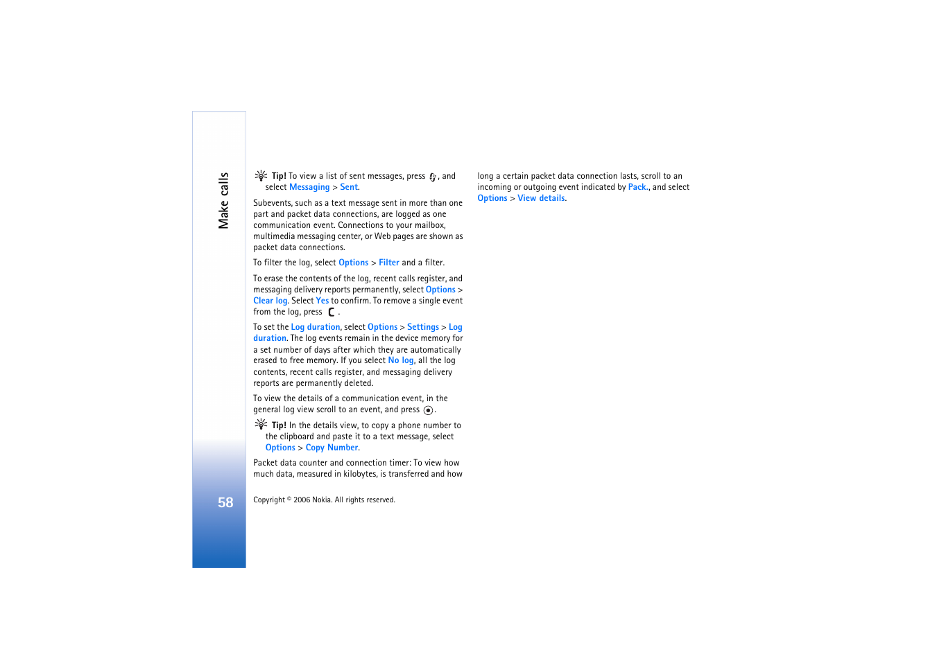 Make calls | Nokia N71 User Manual | Page 59 / 115