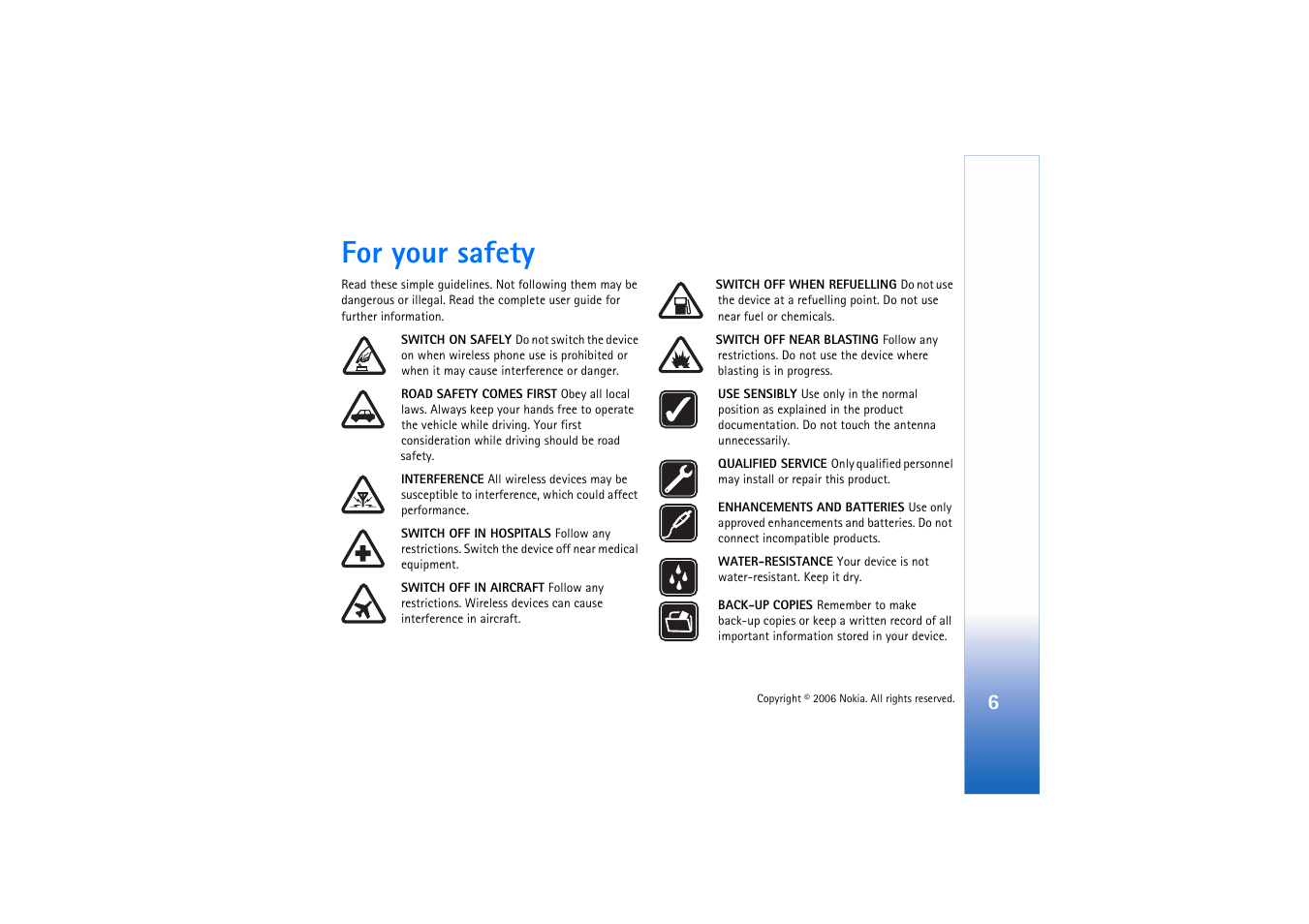 For your safety | Nokia N71 User Manual | Page 7 / 115