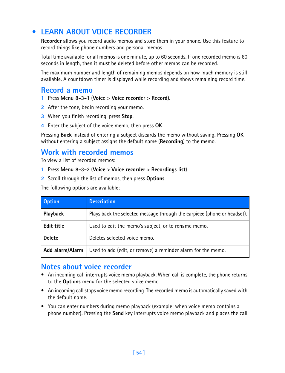 Learn about voice recorder | Nokia 3586I User Manual | Page 59 / 103