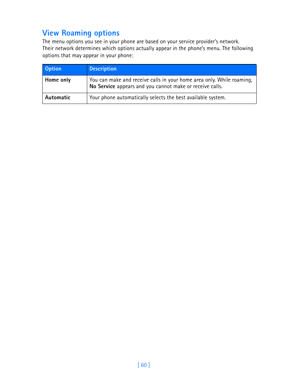 View roaming options | Nokia 3586I User Manual | Page 65 / 103