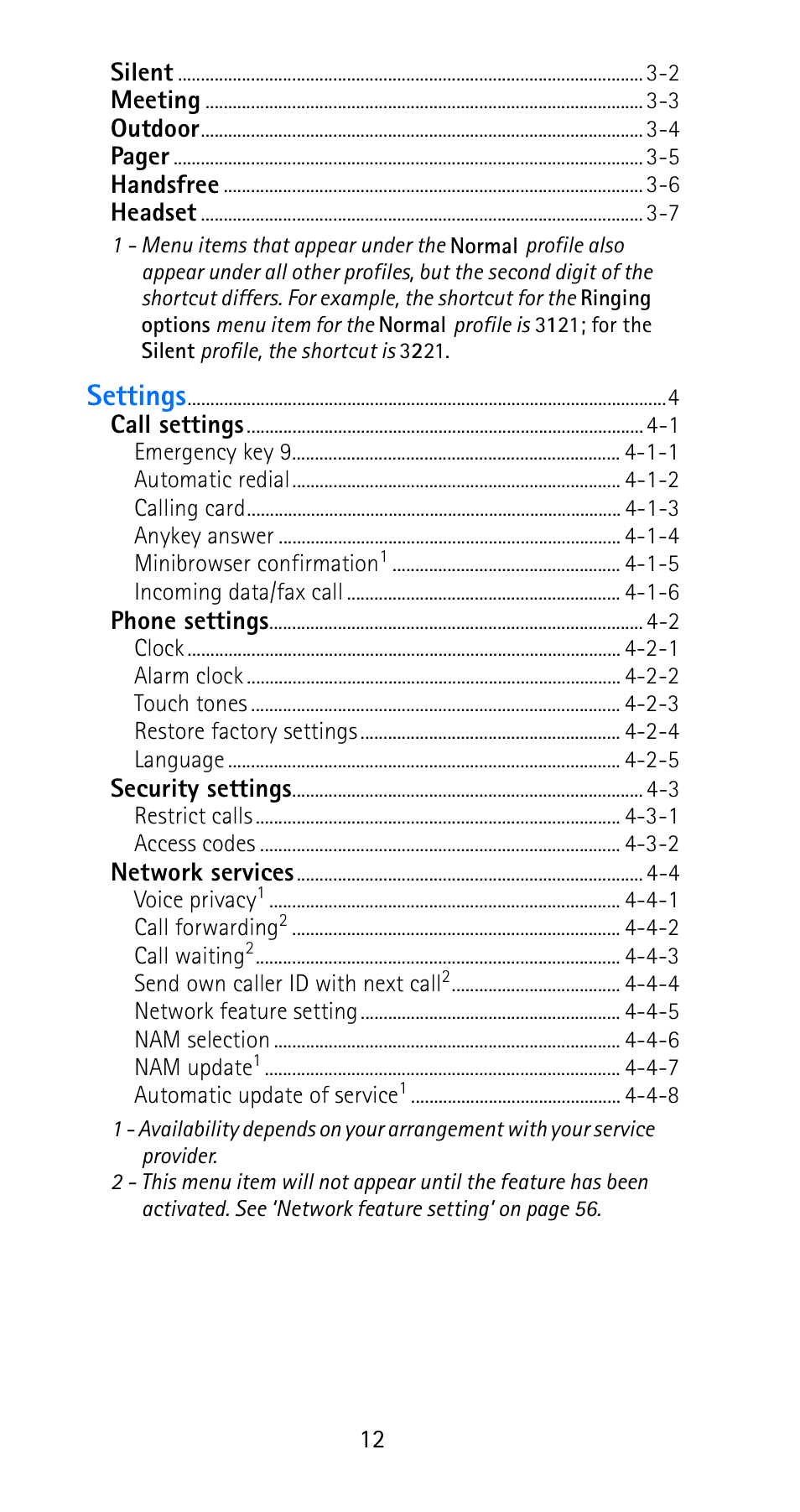 Settings | Nokia 6185i User Manual | Page 19 / 129