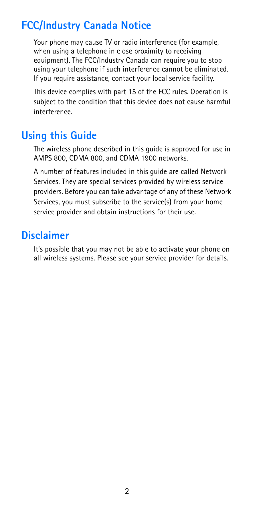 Fcc/industry canada notice, Using this guide, Disclaimer | Nokia 6185i User Manual | Page 9 / 129