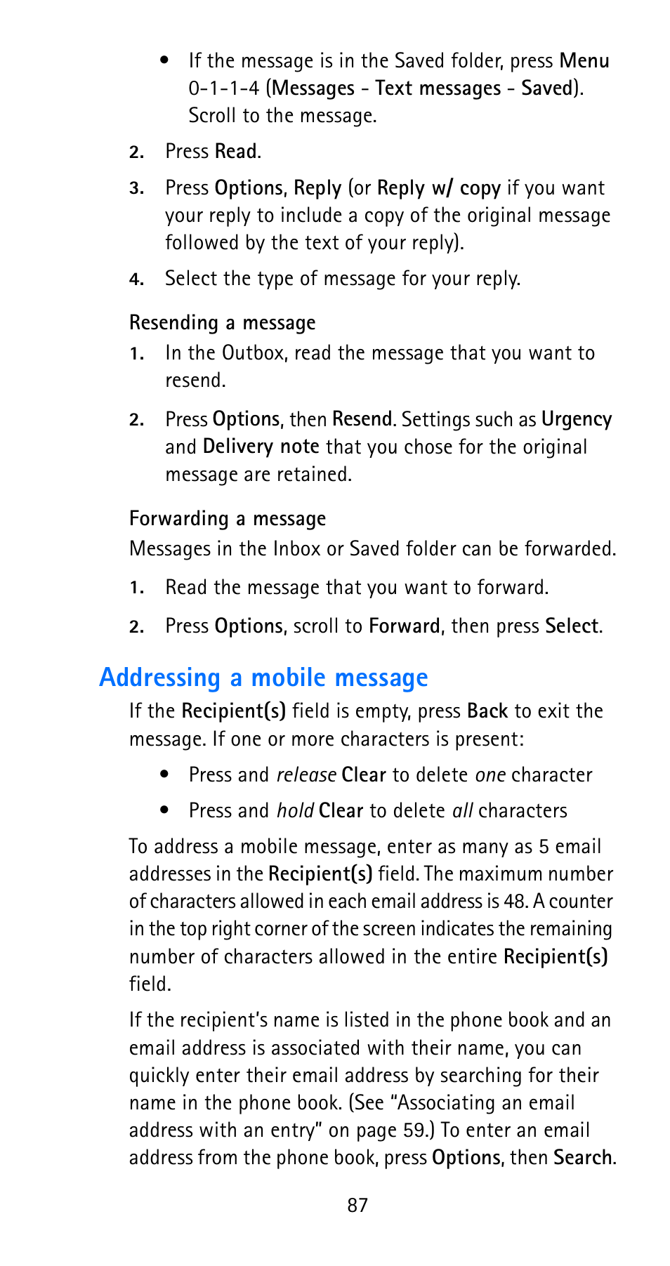 Addressing a mobile message | Nokia 6185i User Manual | Page 94 / 129