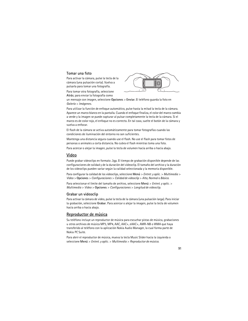 Video, Reproductor de música | Nokia 5610 XpressMusic User Manual | Page 92 / 121