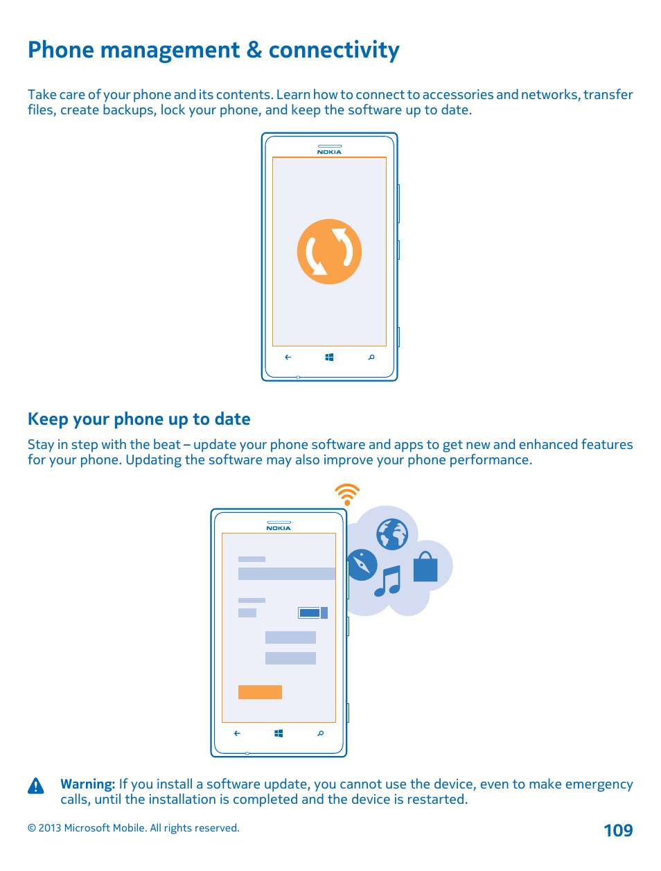 Phone management & connectivity, Keep your phone up to date | Nokia Lumia 925 User Manual | Page 109 / 131