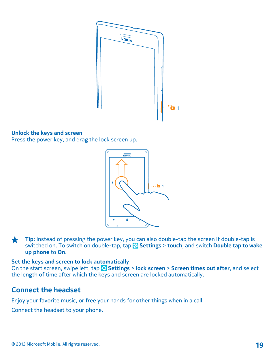 Connect the headset | Nokia Lumia 925 User Manual | Page 19 / 131