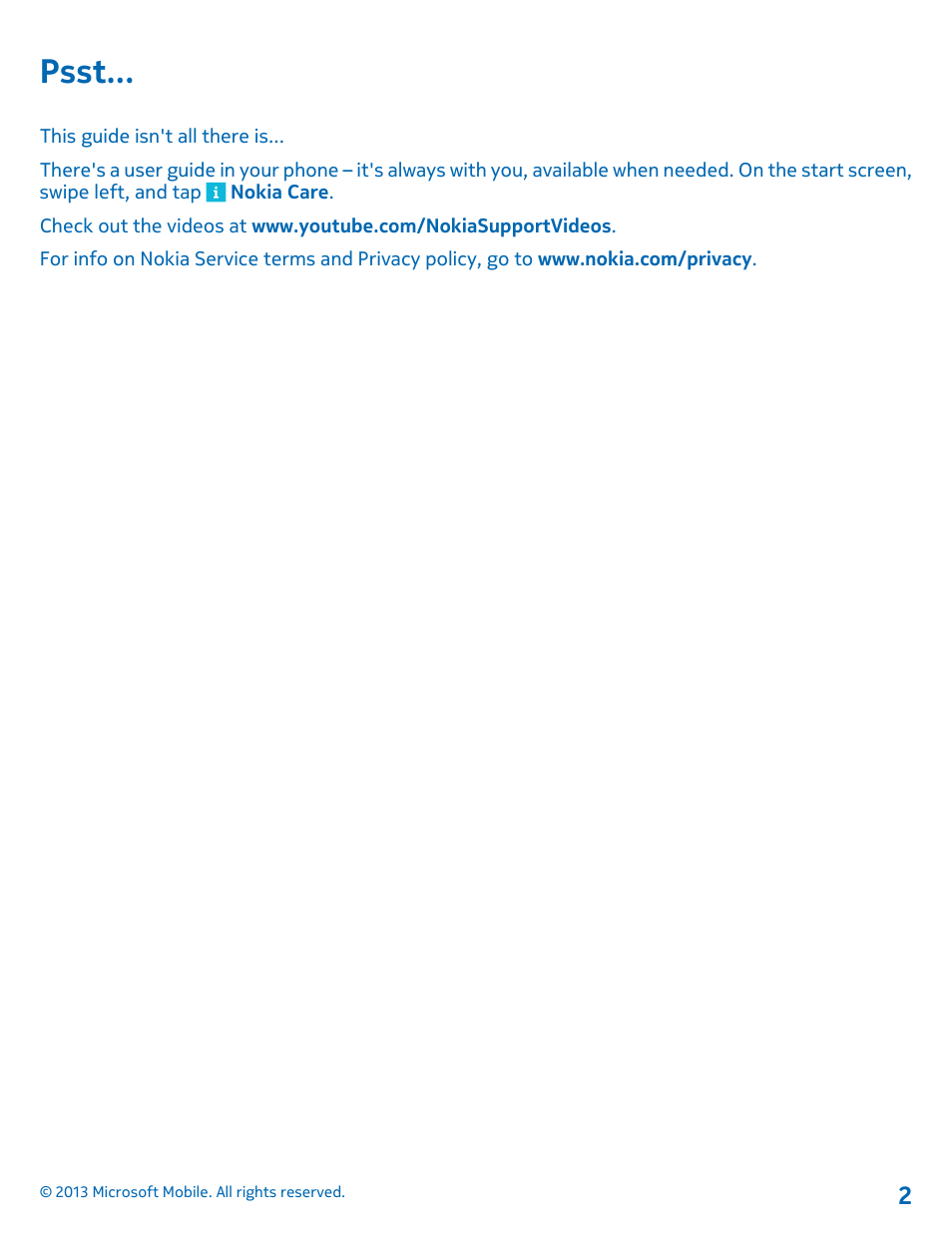 Psst | Nokia Lumia 925 User Manual | Page 2 / 131
