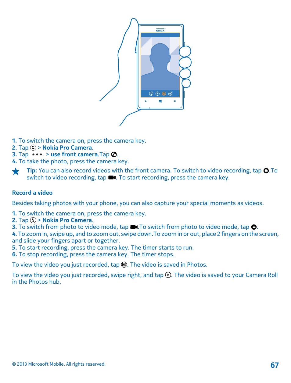 Record a video | Nokia Lumia 925 User Manual | Page 67 / 131