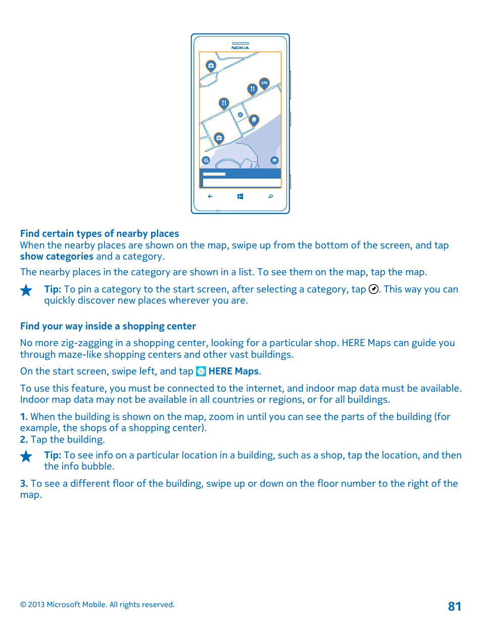 Find your way inside a shopping center | Nokia Lumia 925 User Manual | Page 81 / 131
