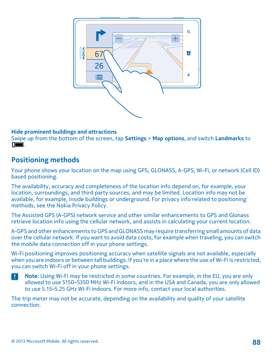 Positioning methods | Nokia Lumia 925 User Manual | Page 88 / 131