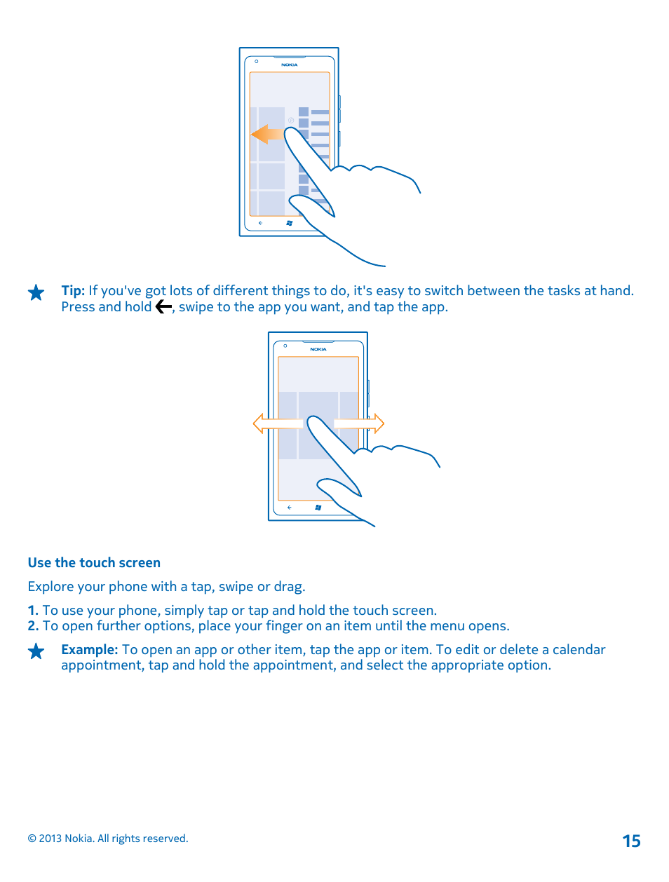 Use the touch screen | Nokia Lumia 900 User Manual | Page 15 / 93