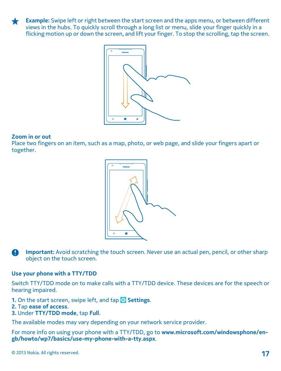 Use your phone with a tty/tdd | Nokia Lumia 900 User Manual | Page 17 / 93