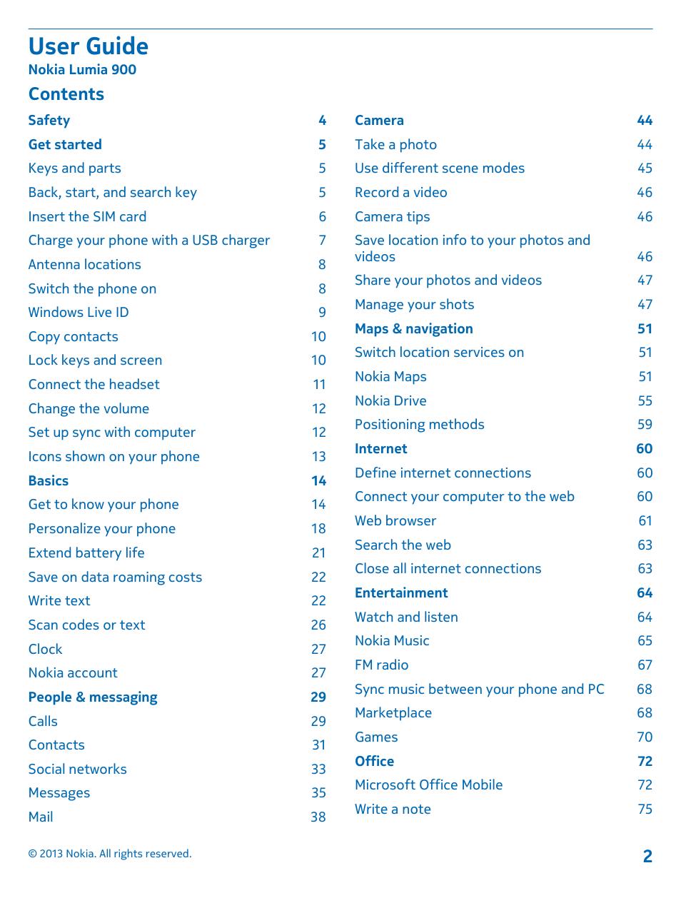 Nokia Lumia 900 User Manual | Page 2 / 93