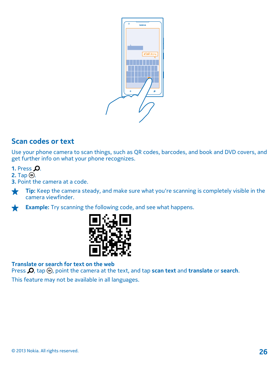 Scan codes or text | Nokia Lumia 900 User Manual | Page 26 / 93