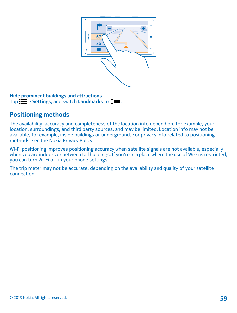 Positioning methods | Nokia Lumia 900 User Manual | Page 59 / 93