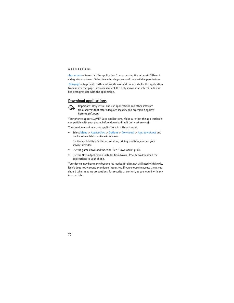Download applications | Nokia 6085 User Manual | Page 103 / 233